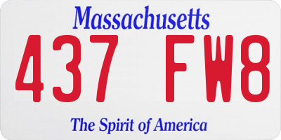 MA license plate 437FW8