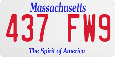 MA license plate 437FW9