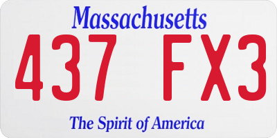 MA license plate 437FX3