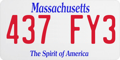 MA license plate 437FY3
