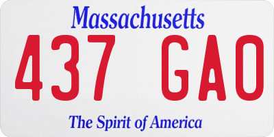MA license plate 437GA0