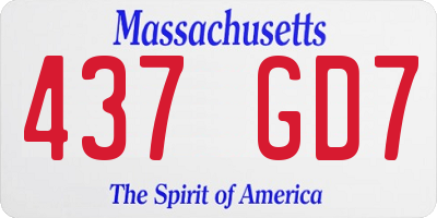 MA license plate 437GD7