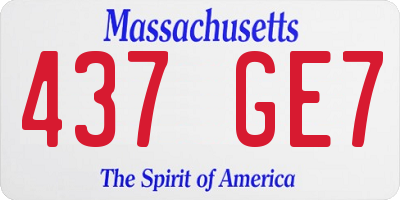MA license plate 437GE7