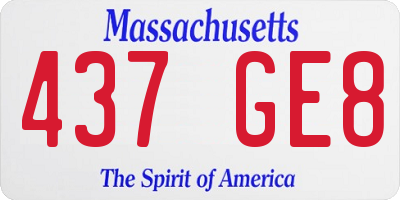 MA license plate 437GE8