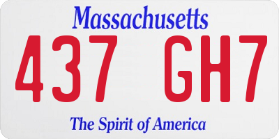 MA license plate 437GH7