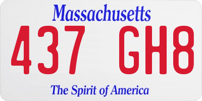 MA license plate 437GH8