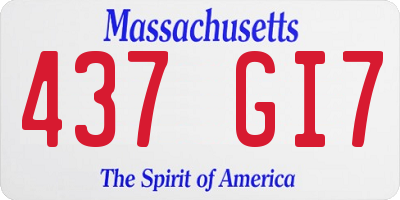 MA license plate 437GI7