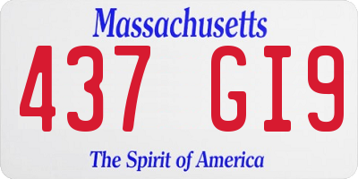 MA license plate 437GI9