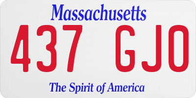 MA license plate 437GJ0