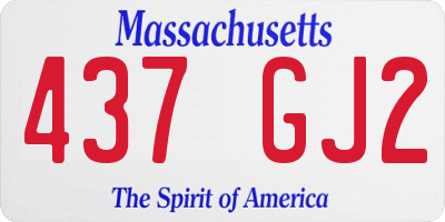 MA license plate 437GJ2