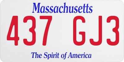 MA license plate 437GJ3