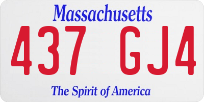 MA license plate 437GJ4