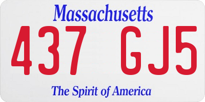 MA license plate 437GJ5