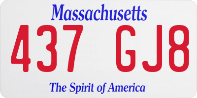 MA license plate 437GJ8