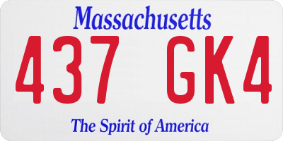 MA license plate 437GK4