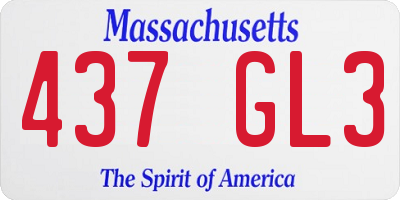 MA license plate 437GL3