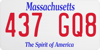 MA license plate 437GQ8