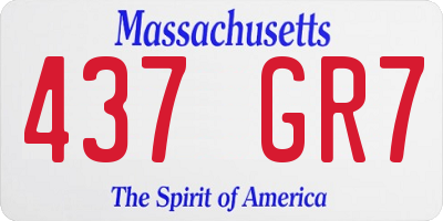 MA license plate 437GR7
