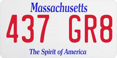 MA license plate 437GR8