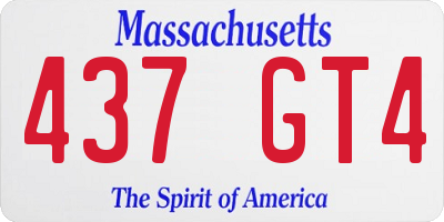MA license plate 437GT4
