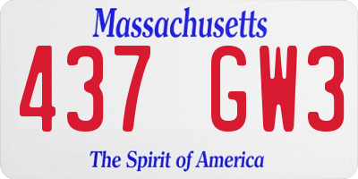 MA license plate 437GW3