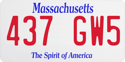 MA license plate 437GW5