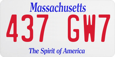 MA license plate 437GW7
