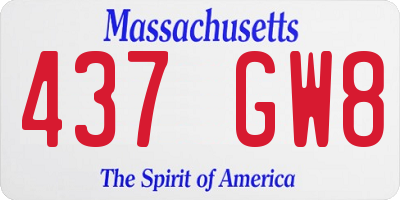 MA license plate 437GW8