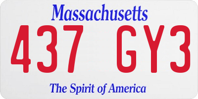 MA license plate 437GY3