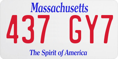 MA license plate 437GY7
