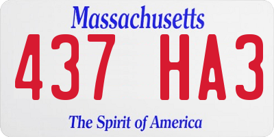 MA license plate 437HA3