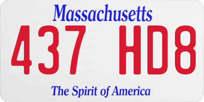 MA license plate 437HD8