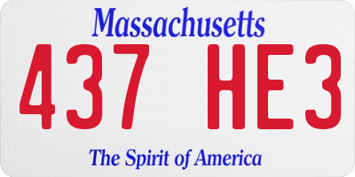 MA license plate 437HE3