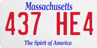 MA license plate 437HE4