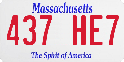 MA license plate 437HE7