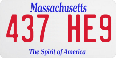 MA license plate 437HE9