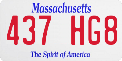 MA license plate 437HG8