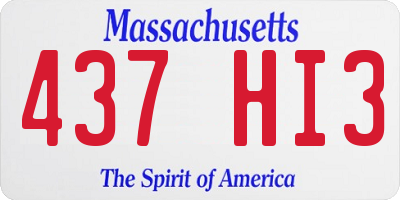MA license plate 437HI3