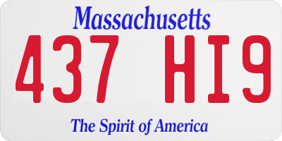 MA license plate 437HI9