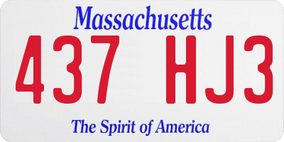 MA license plate 437HJ3