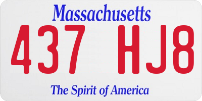 MA license plate 437HJ8