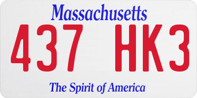 MA license plate 437HK3