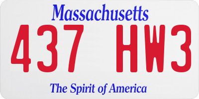 MA license plate 437HW3
