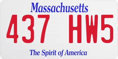 MA license plate 437HW5