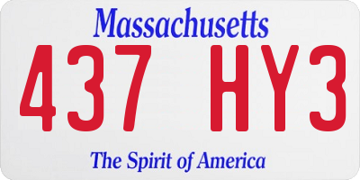 MA license plate 437HY3
