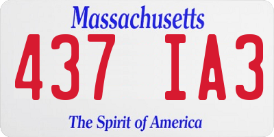 MA license plate 437IA3