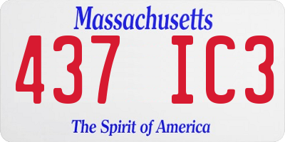 MA license plate 437IC3