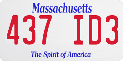 MA license plate 437ID3