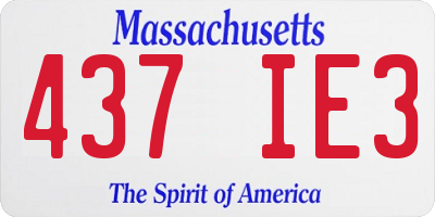 MA license plate 437IE3
