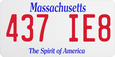 MA license plate 437IE8